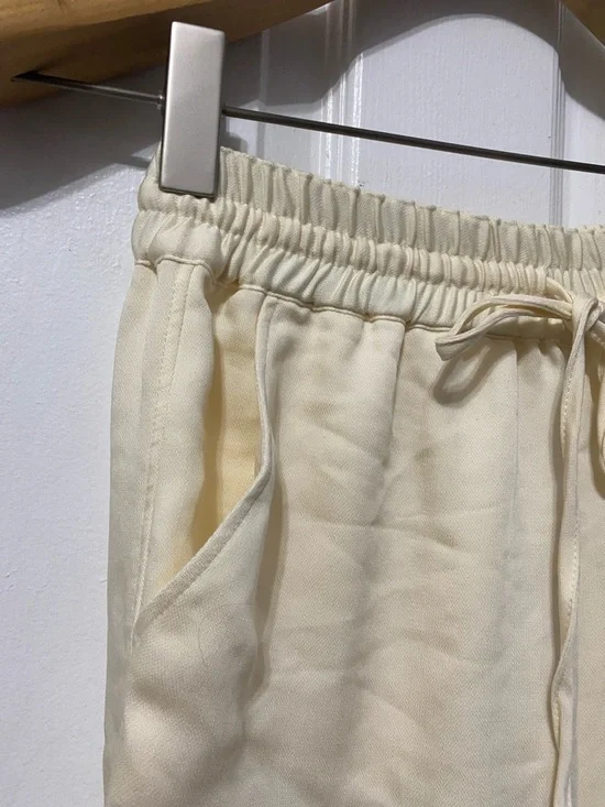 NWOT H&M Satin Wide-Leg Drawstring Trousers - Ecru/Cream XS - Picture 5 of 8